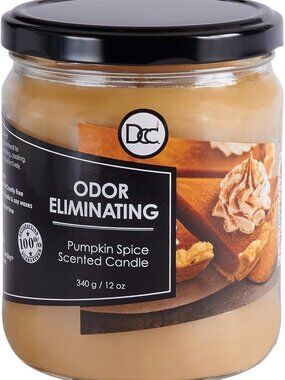 Pumpkin Spice Scented Candle - Odor Eliminator for Pet, Smoke & Food Smells - 80
